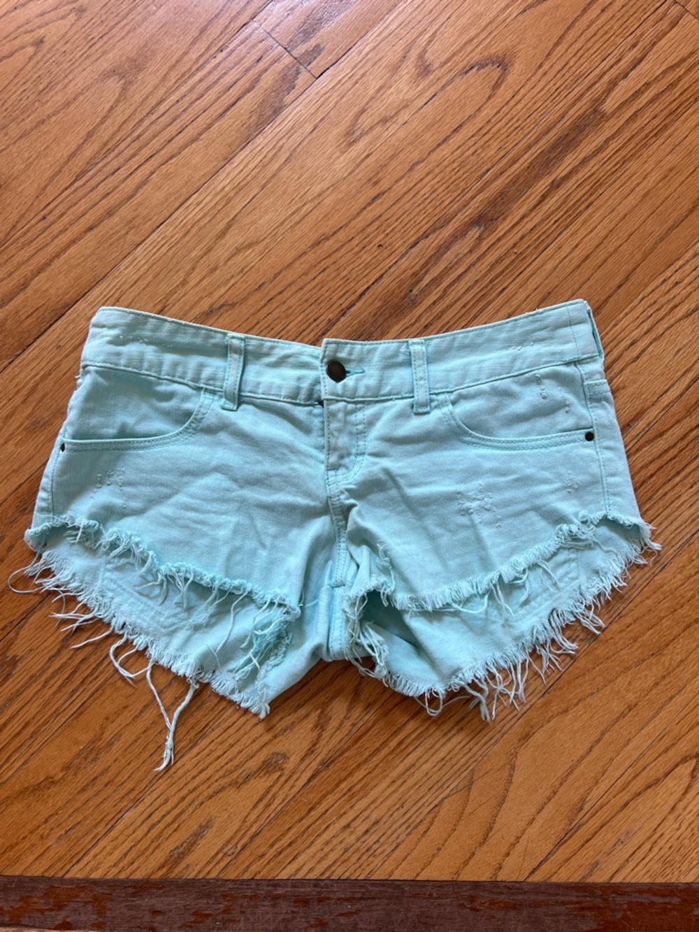 Billabong Mint Green Frayed Denim Shorts SIZE 3